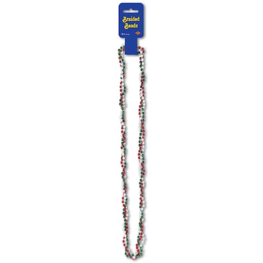 Beistle 33" Red, White & Green Braided Beads, 4ct.